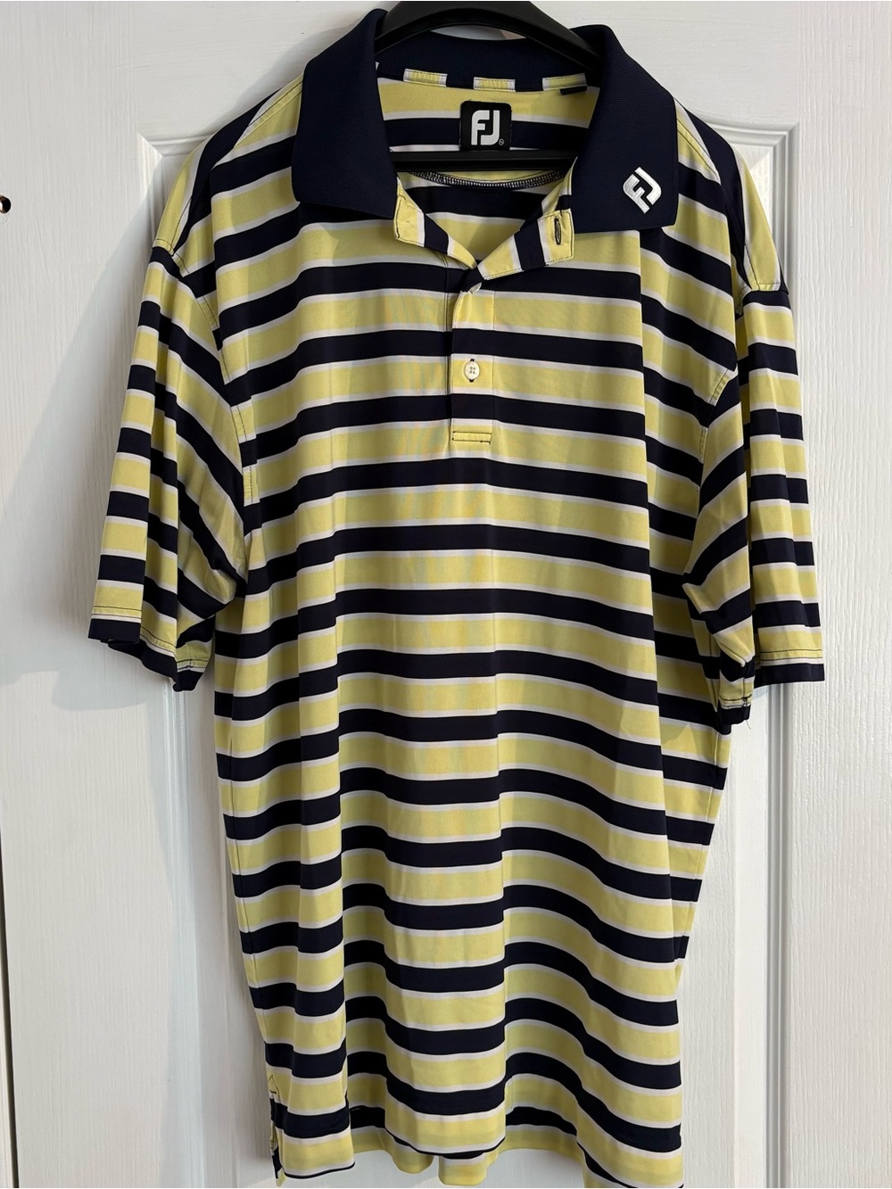 FootJoy Men’s Yellow & Navy Striped Golf Polo Size XXL